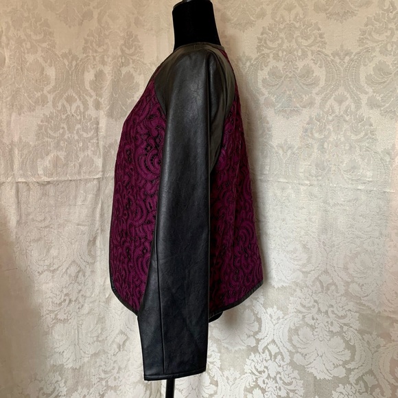Joan Rivers Ladies Vegan Leather & Lace Jacket - Picture 2 of 9